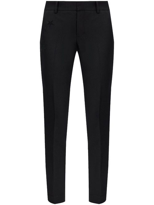 Logo embellished mid-rise skinny trousers - Black