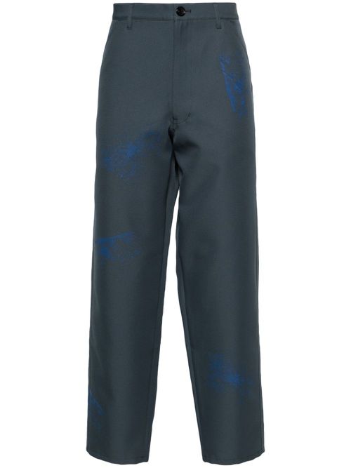 Spray-paint wide-leg trousers - Green