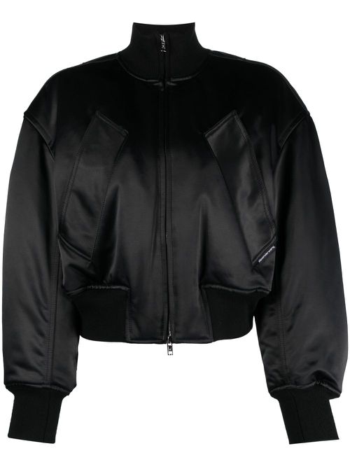 Logo-tag padded bomber jacket - Black