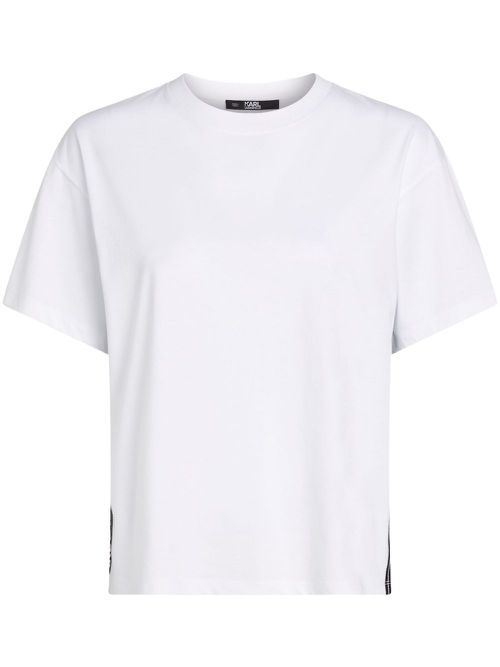 Logo-tape organic-cotton T-shirt - White