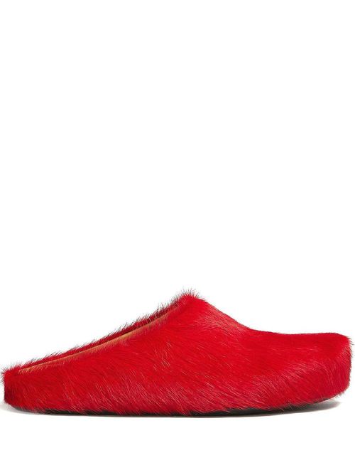Sabot brushed leather slides - Red