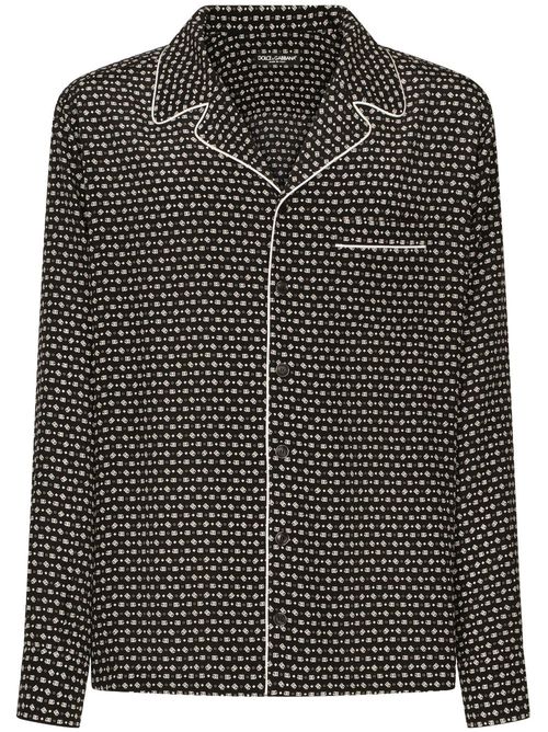 DG-print silk shirt - Black