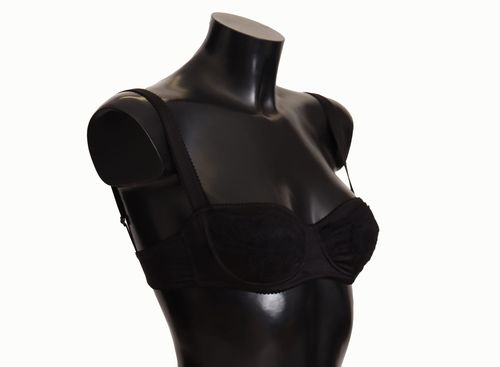 Black Polka Dot Satin Lace Balconette Bra Silk Elastane Clothing