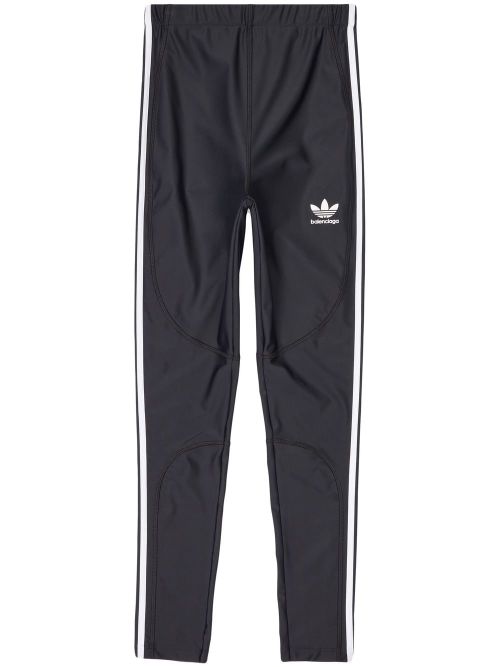 Logo-Embroidered Stretch Leggings — Black