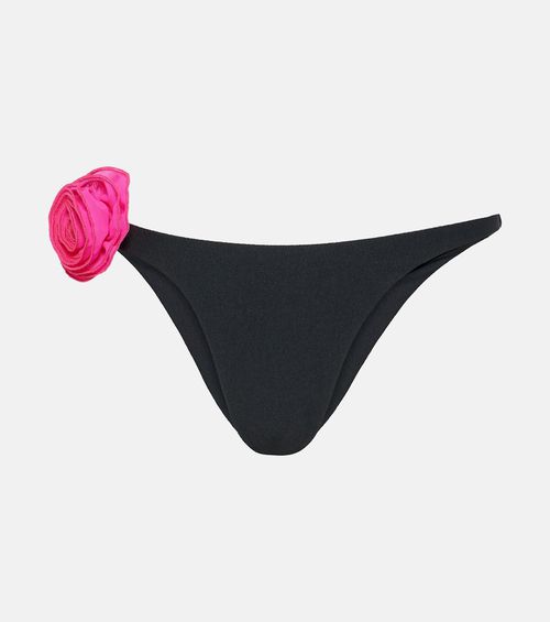 Rose appliqué low-rise bikini bottoms