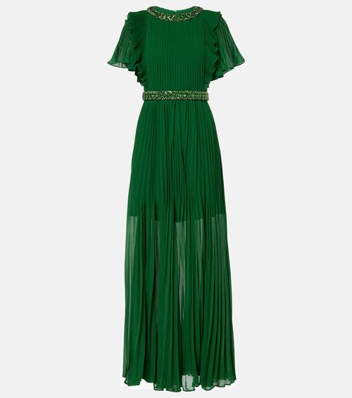 Self-Portrait Crystal-embellished ruffled gown