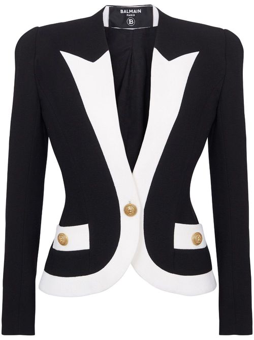 Two-tone crepe blazer - Black