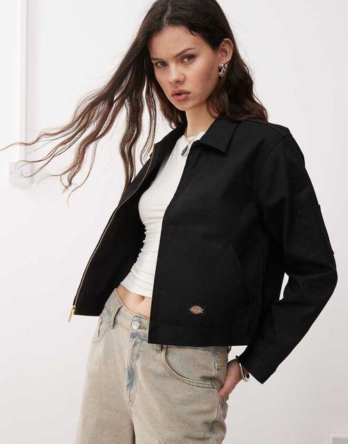 Unlined eisenhower cropped jacket in black