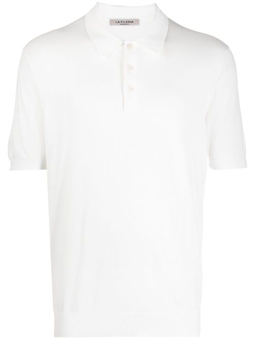 Short-sleeve cotton polo shirt - White