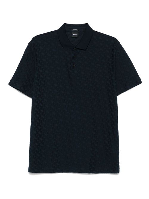 BOSS patterned-jacquard polo shirt - Blue