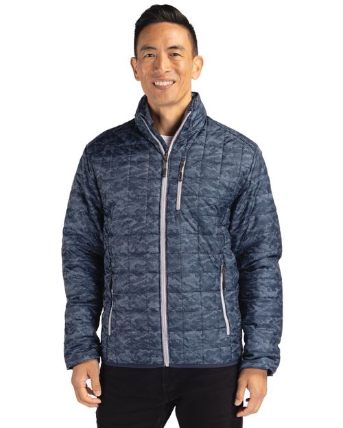 Men's Rainier PrimaLoft Eco Insulated Full Zip Printed Puffer Jacket - Dark navy
