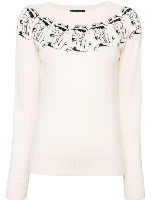 Embroidered cashmere jumper - Neutrals