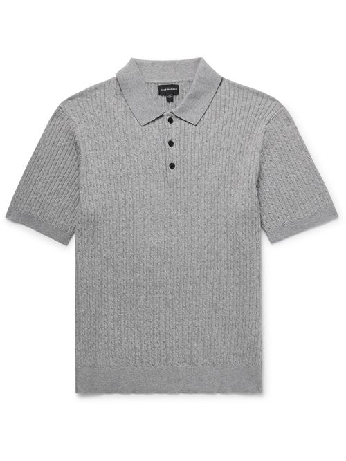 Slim-Fit Cable-Knit Cotton-Blend Polo Shirt