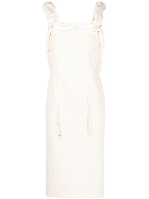 Open-back ruffle-shoulder dress - Neutrals