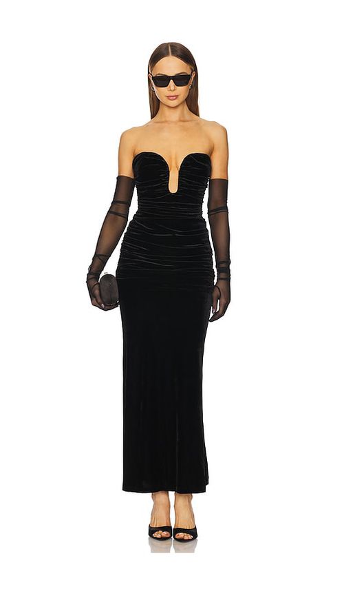Bardot Elvira Velvet Maxi Dress in Black. - 2 also