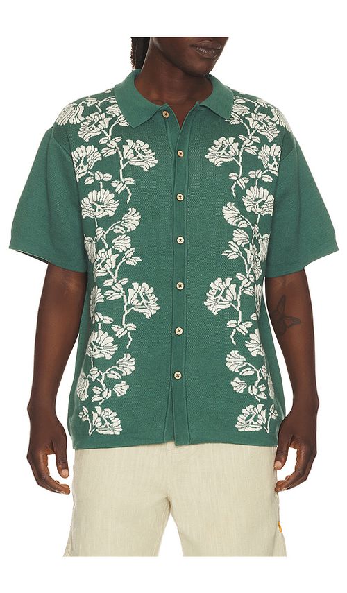 Critical Slide Peace Flower Knit Shirt in Green. - XL/1X also in