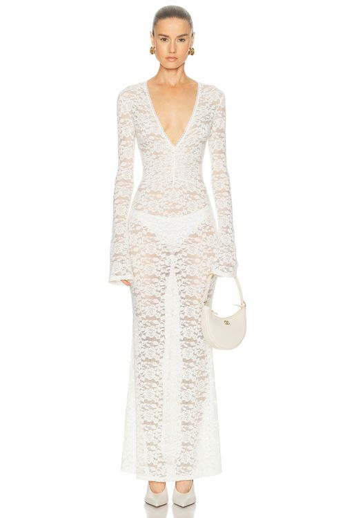 Bananhot Tyler Maxi Dress in Cream Lace - Cream. L also in