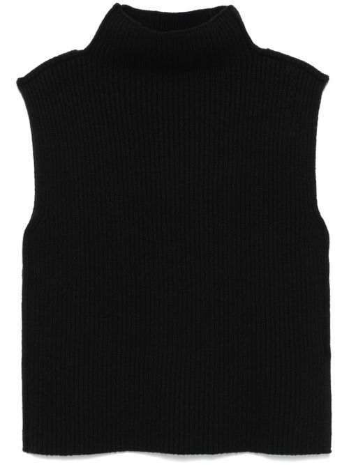 Ribbed wool vest - Black