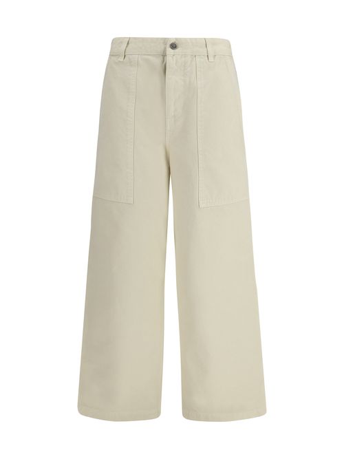 Cotton Canvas Cargo Pants — Beige