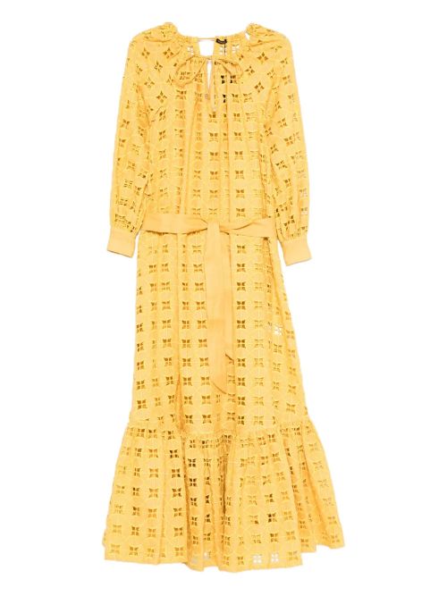 Eyelet-Embroidered Tiered Maxi Dress — Yellow