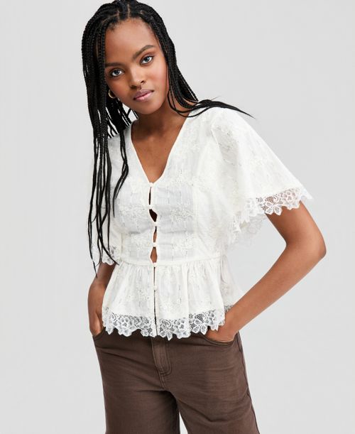Women's Lace-Trim Peplum Top, Macy's Exclusive - Calla Lilly