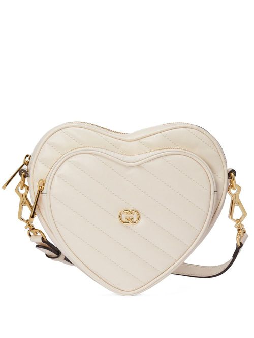 Interlocking G Mini Heart shoulder bag - White