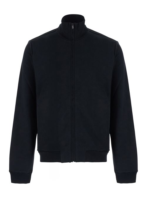 High-Neck Zip Sweatshirt — Black