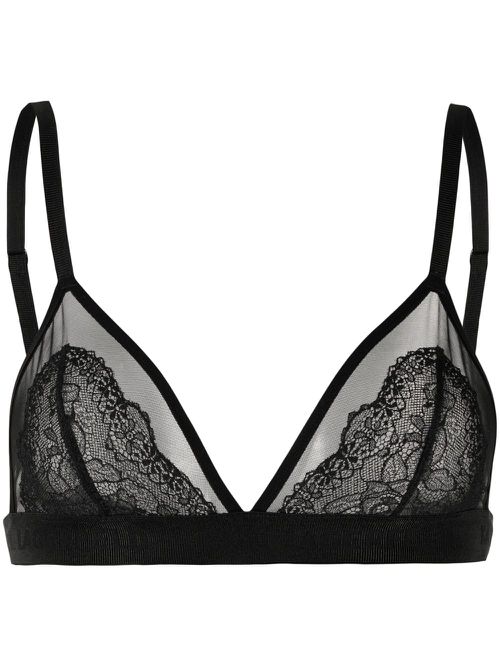 Lace triangle bra - Black