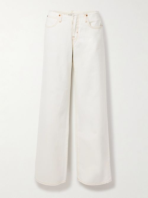 Mica Frayed Low-rise Wide-leg Jeans - White