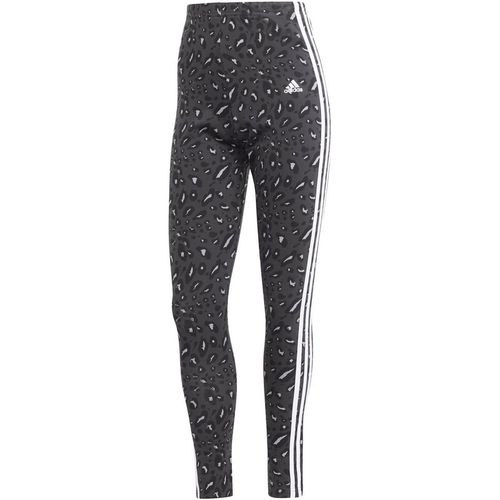Adidas Womens 3 Stripe Leggings in Animal Print Cotton - -10 Women