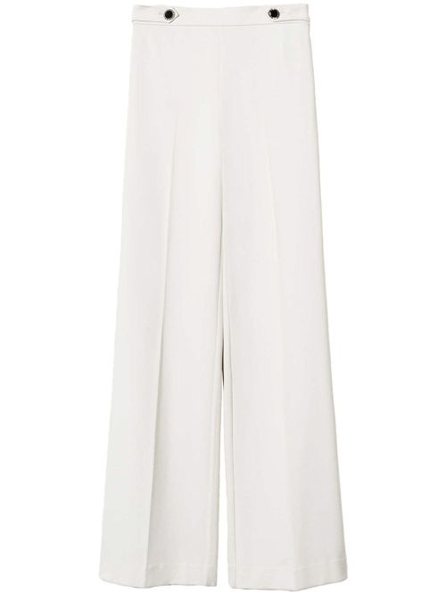 Button-detail wide-leg trousers - White