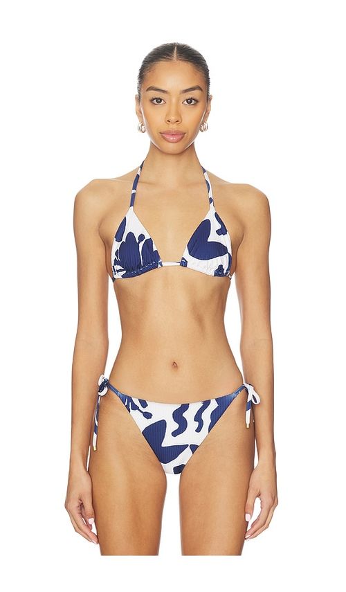 Vitamin A Gia Triangle Bikini Top in White,Navy. - M also in L