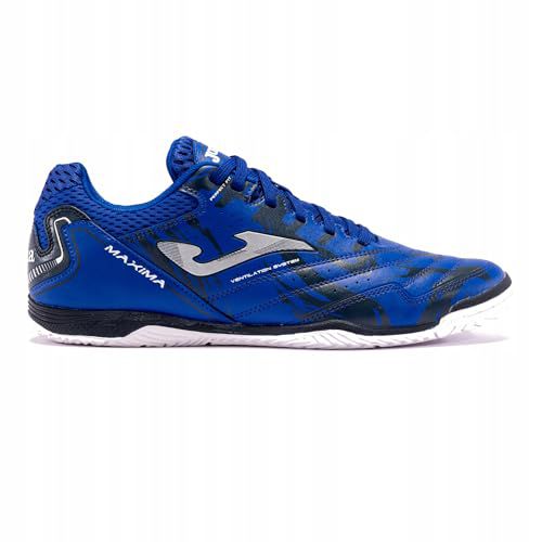 Joma Maxima Men's Indoor Soccer Shoes Futsal Sneakers Non-Marking Breathable Court Shoe (Black/Orange, US Footwear