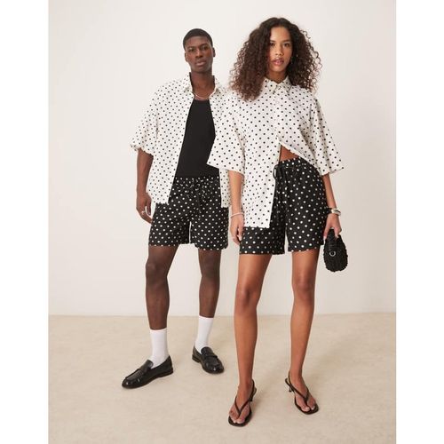 Sister Jane Unisex polka dot boxy short co-ord in cream - Black