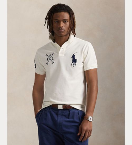 Polo Ralph Lauren for man. 710978082002 Custom Slim Fit Polo shirt with Big Pony white (XL), Casual, Cotton, Short sleeve