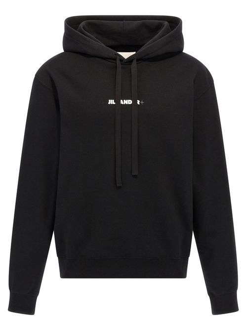 Logo-Print Cotton Hoodie — Black