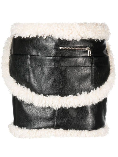 Shearling-trim miniskirt - Black