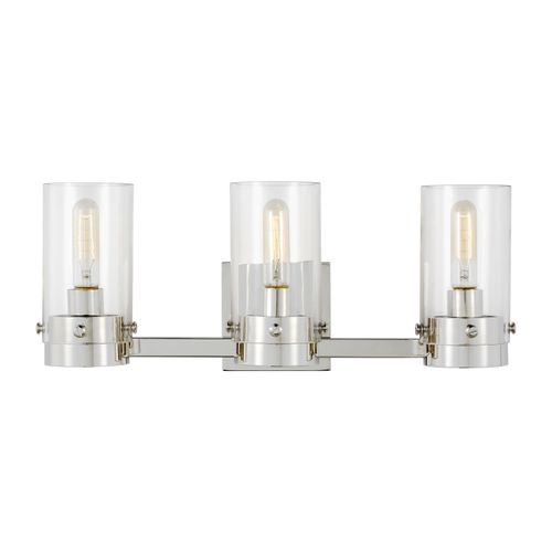 Visual Comfort Studio Garrett 3-Light Bathroom Vanity Light in Polished Nickel by Chapman & Myer