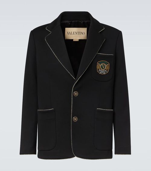 Embroidered virgin wool blazer