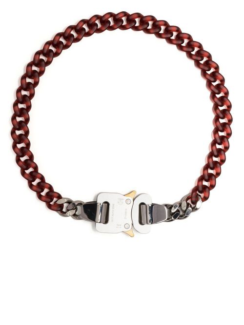 Transparent chain-link buckle necklace - Red