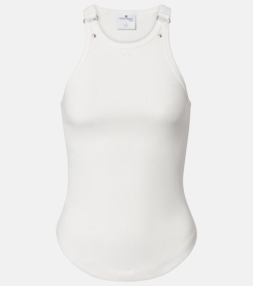 Courrèges Buckle 90's ribbed-knit cotton tank top