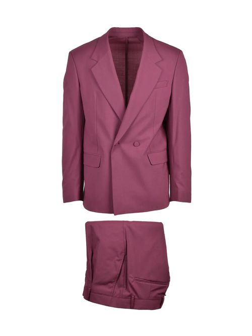 Red Virgin Wool Polyester Elastane Men Suit