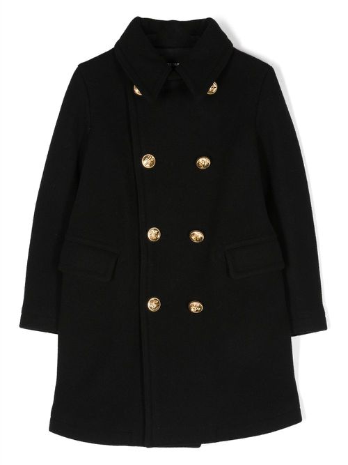Double-breasted wool blend coat - Black