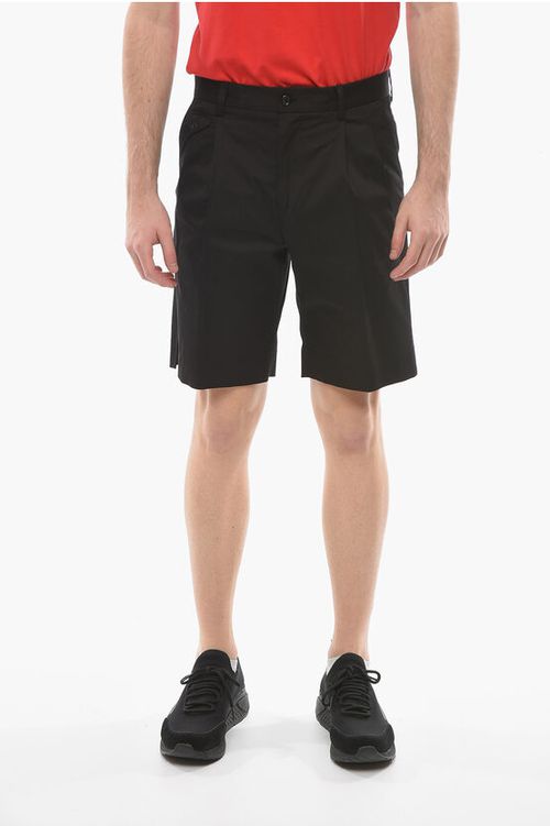 Cotton Tailored Shorts with Double Pleat