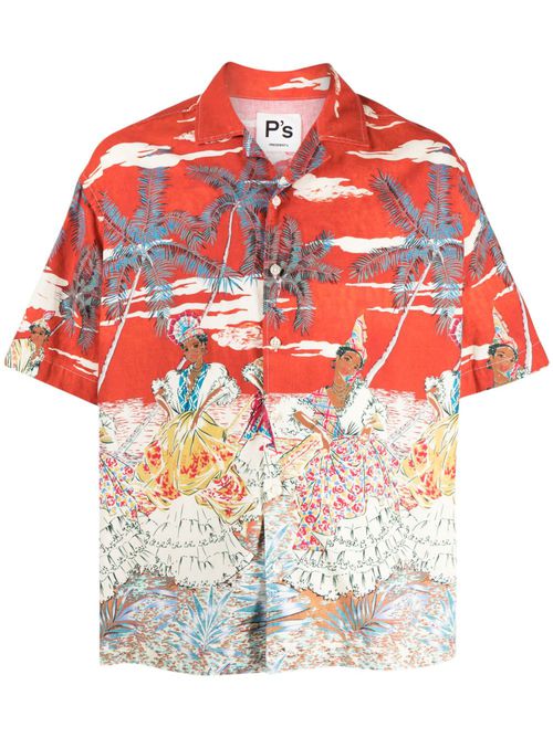 Graphic-print short-sleeve shirt - Red