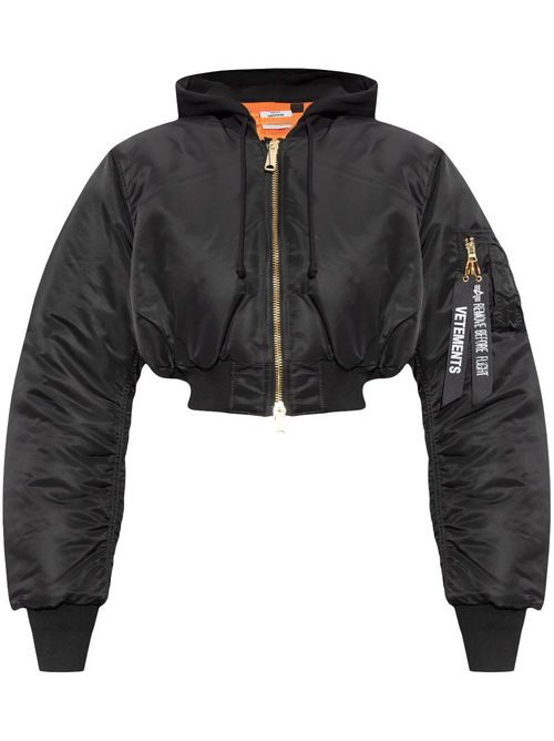 Cropped bomber jacket - Black
