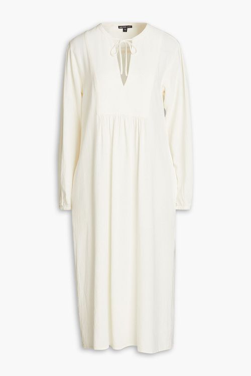 Gathered crepe midi dress - White - 0