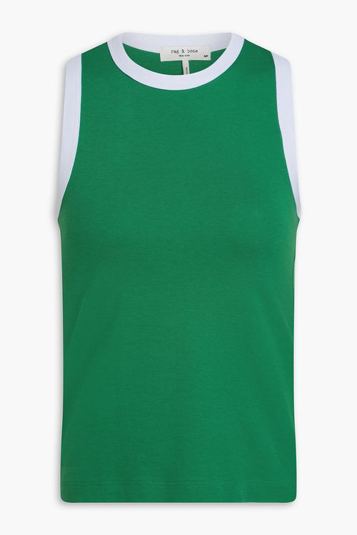 Mia Pima cotton-jersey tank - Green - XS