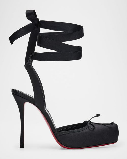 Cassia Silk Ankle-Tie Red Sole Pumps