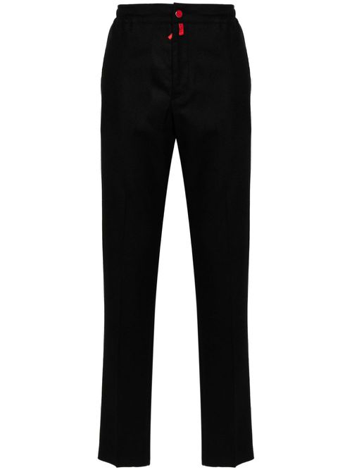 Logo-patch button-fastening tapered trousers - Black